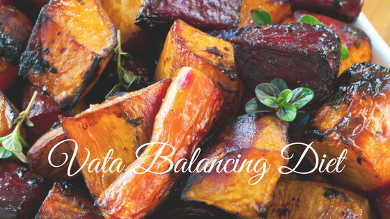 Roasted root vegetables for a vata balancing diet. 
